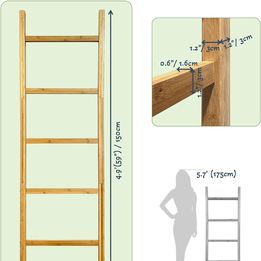 Chic Bamboo Plant Hanger Ladder with Colorful Metal Pots - Multi-functional Decor - 18" x 59"