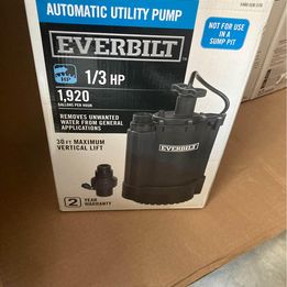 Everbilt 1/3 HP Automatic Utility Pump - Efficient Water Removal