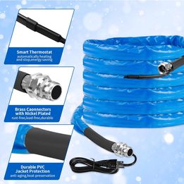 50FT Heated Drinking Water Hose for RV and Outdoor Use - Withstand -40°F