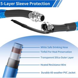 50FT Heated Drinking Water Hose for RV and Outdoor Use - Withstand -40°F