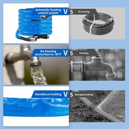 50FT Heated Drinking Water Hose for RV and Outdoor Use - Withstand -40°F