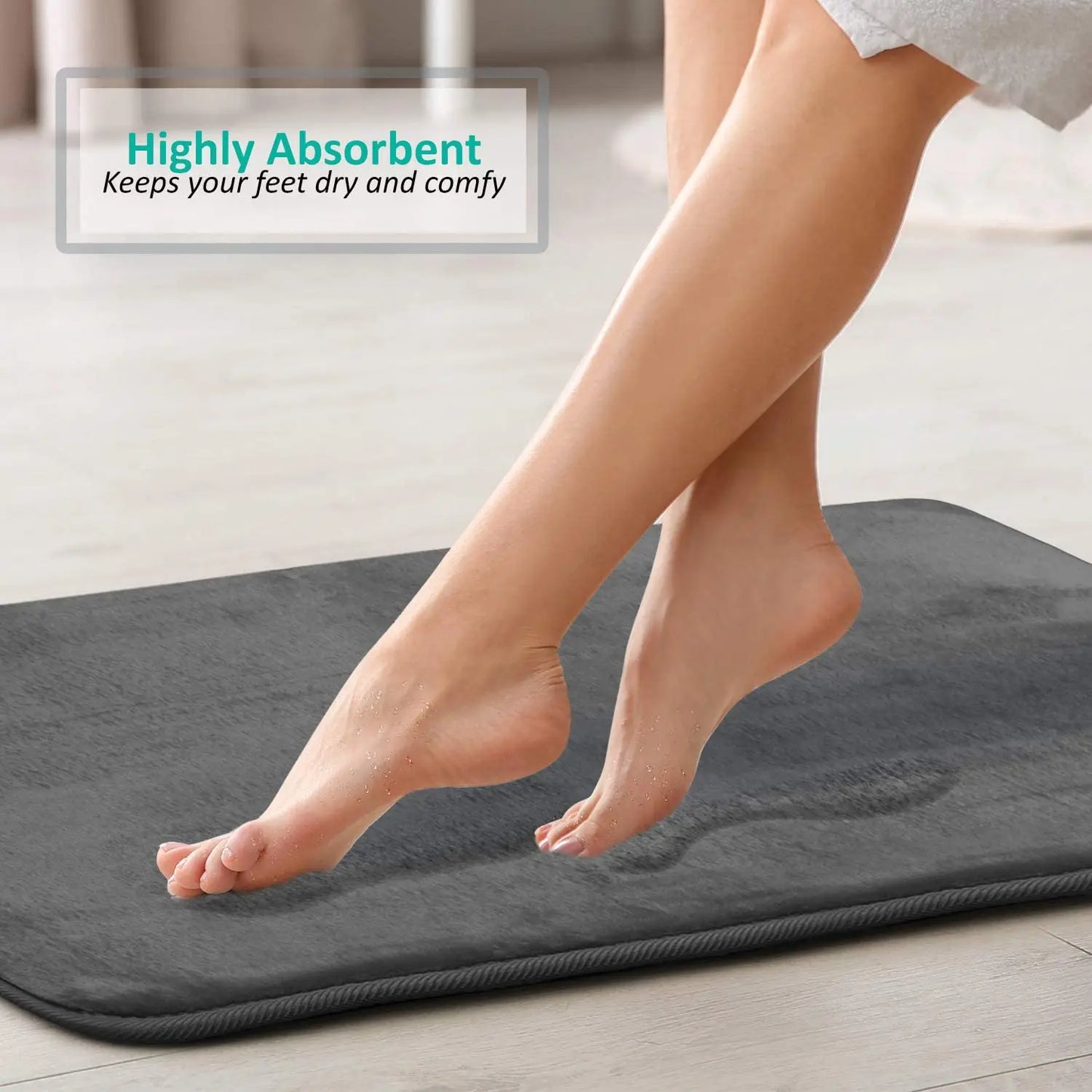 Cloud-Soft Comfort: Velvet Memory Foam Bath Mat Trio