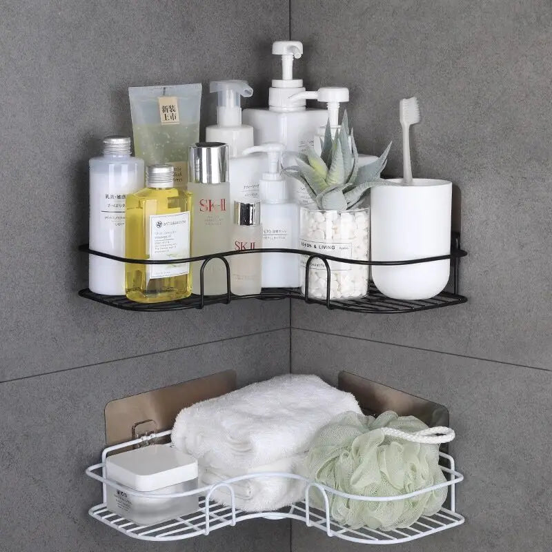 Sleek Corner Command: Space-Saving Bath Organizer