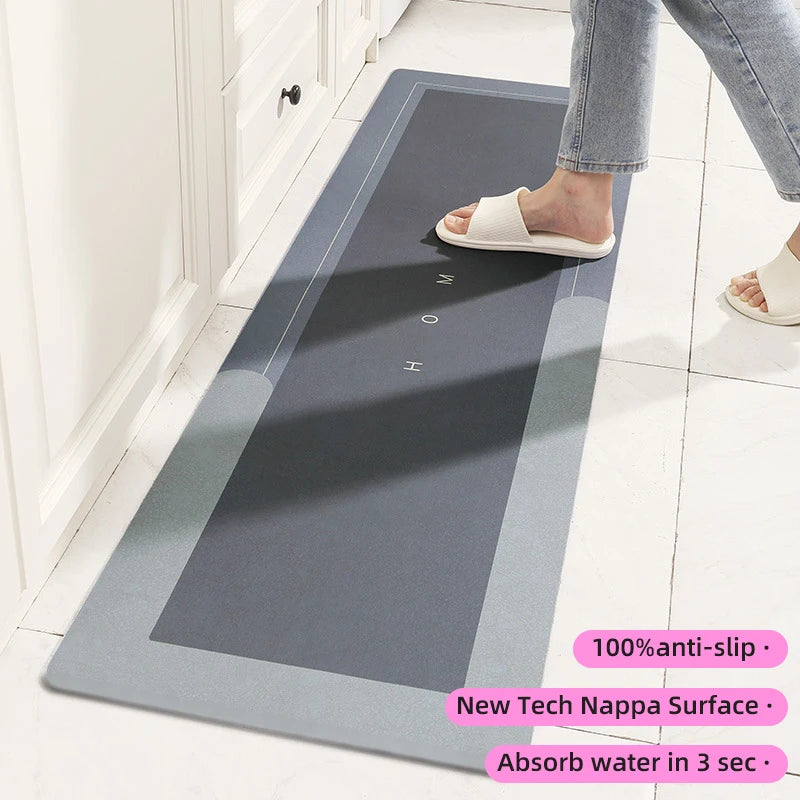 Super Absorbent Diatom Mud Kitchen Floor Mat - Anti-Slip Washable Long Strip Carpet