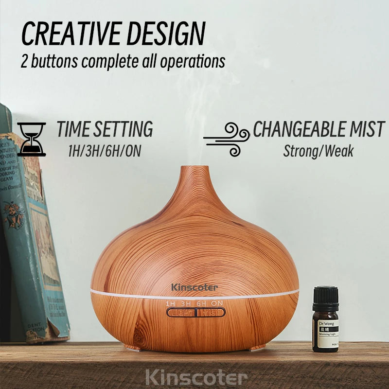 Luxury 16.9oz Aromatherapy Essential Oil Diffuser - Wood Grain Finish