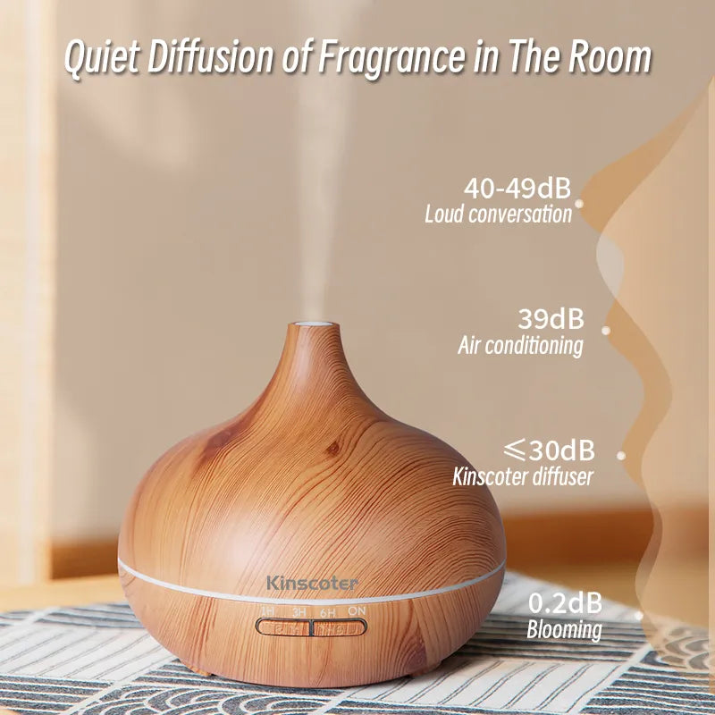 Luxury 16.9oz Aromatherapy Essential Oil Diffuser - Wood Grain Finish