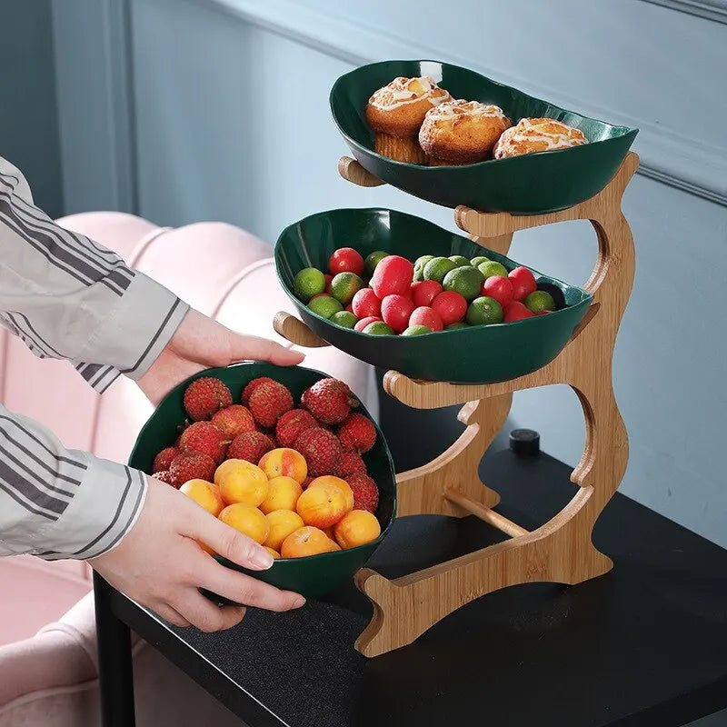 Multi-Purpose Wooden Tableware Fruit Bowl - Partitioned Candy Cake Trays