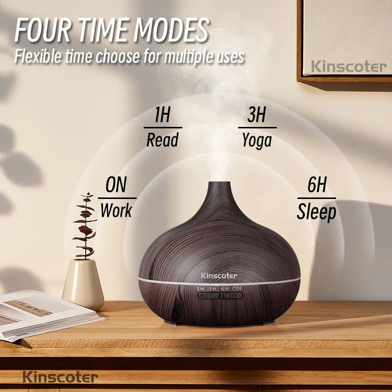 Luxury 16.9oz Aromatherapy Essential Oil Diffuser - Wood Grain Finish