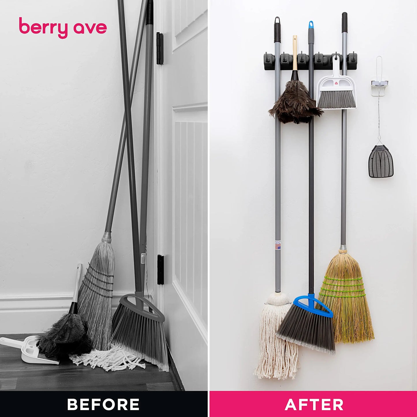 Ultimate Organization: Multi-Functional Wall-Mounted Mop & Broom Holder