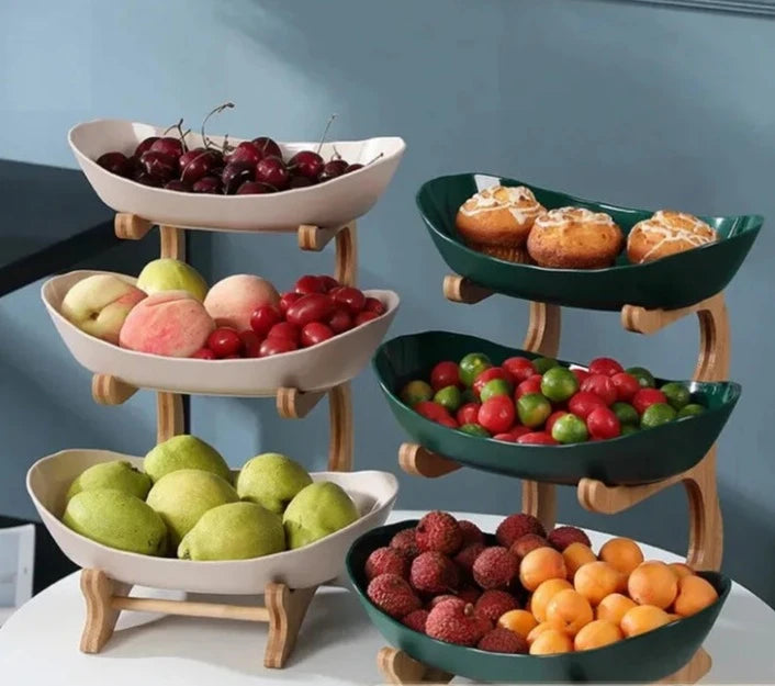 Multi-Purpose Wooden Tableware Fruit Bowl - Partitioned Candy Cake Trays