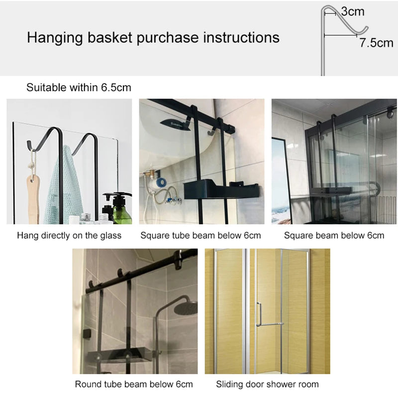 Elevate Your Bathroom Aesthetics with ELLEN HOMEDECOR's Black Hanging Bath Shelves