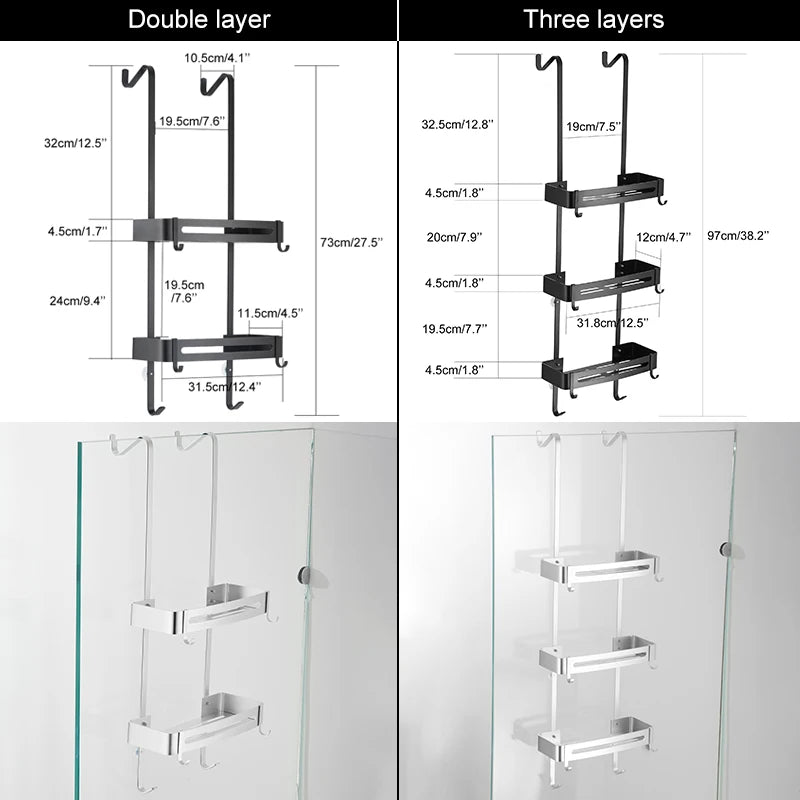 Elevate Your Bathroom Aesthetics with ELLEN HOMEDECOR's Black Hanging Bath Shelves