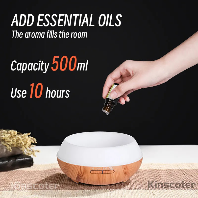 Luxury 16.9oz Aromatherapy Essential Oil Diffuser - Wood Grain Finish